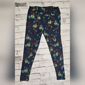 LuLaRoe Blue Marine Print Leggings Tall Curvy Soft Stretchy - Size L